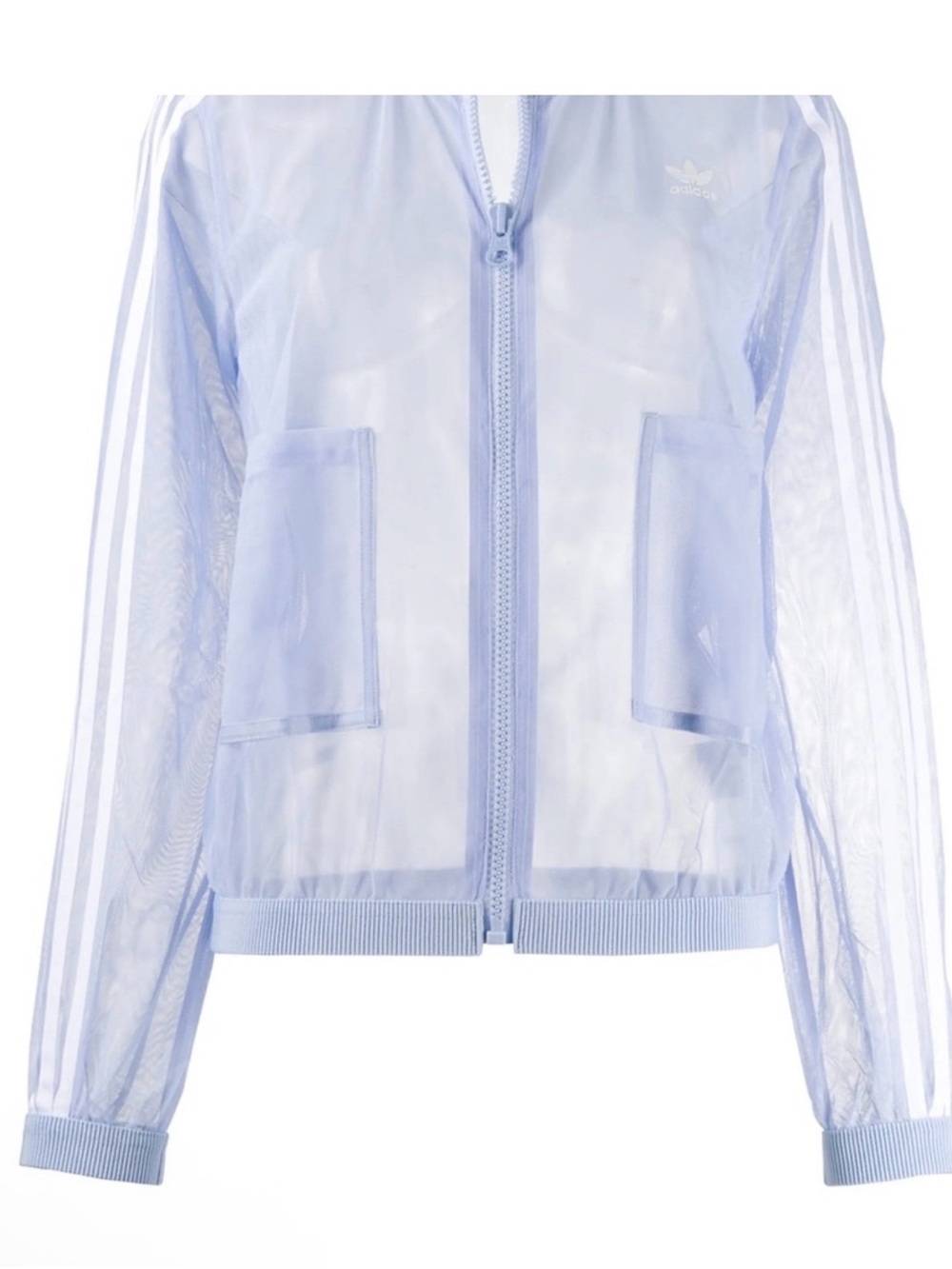 Adidas Track Top Jacket Sheer Mesh Tulle Periwinkle Blue & White Stripes Small - Picture 7 of 14